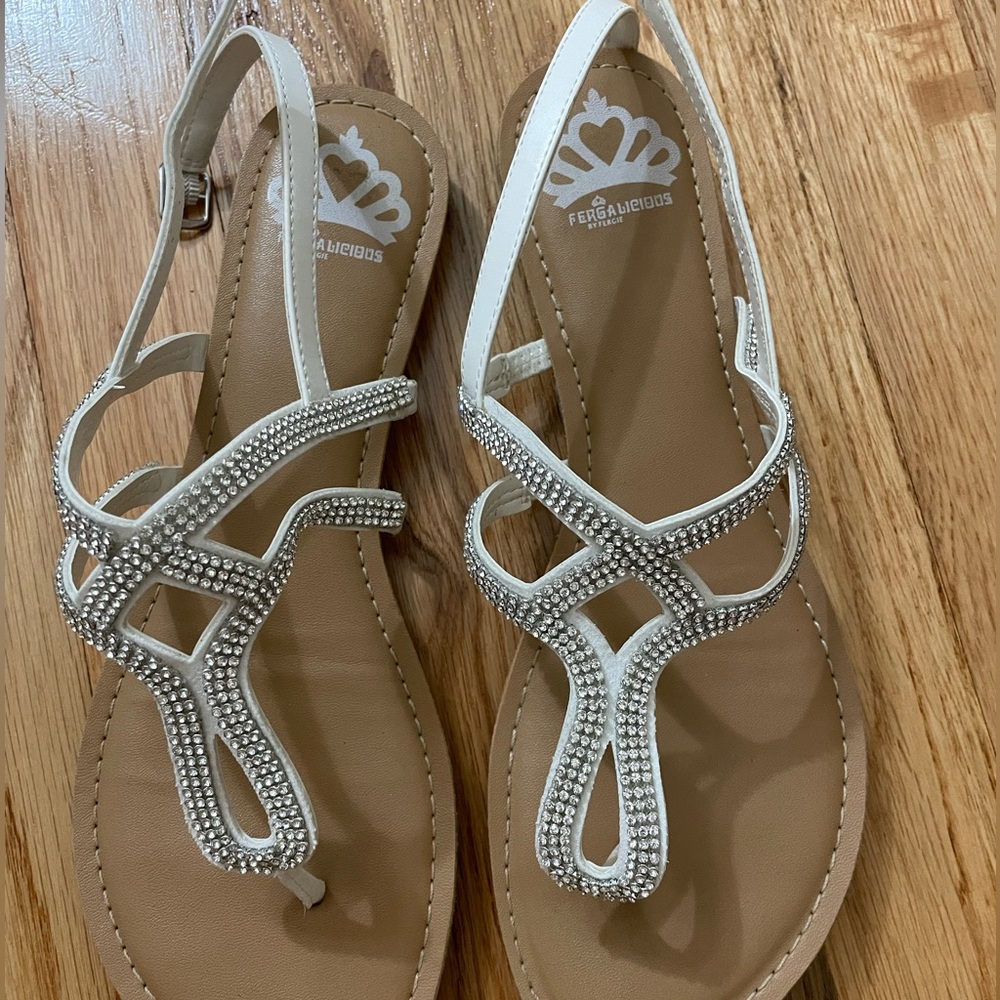 Fergie Scuff White Sandals